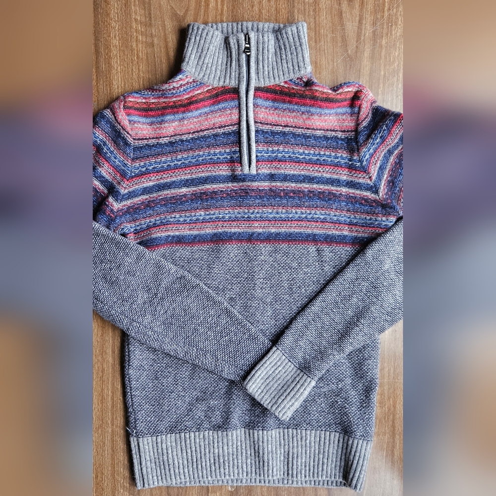 Vintage Gianetti 1/4 Zip Striped Sweater Wool Blend Mens Size Small
